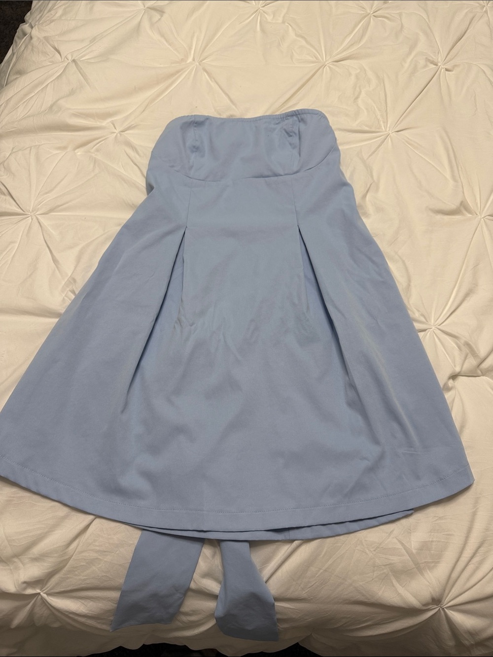 Strapless Backless Light Blue A-Line Dress